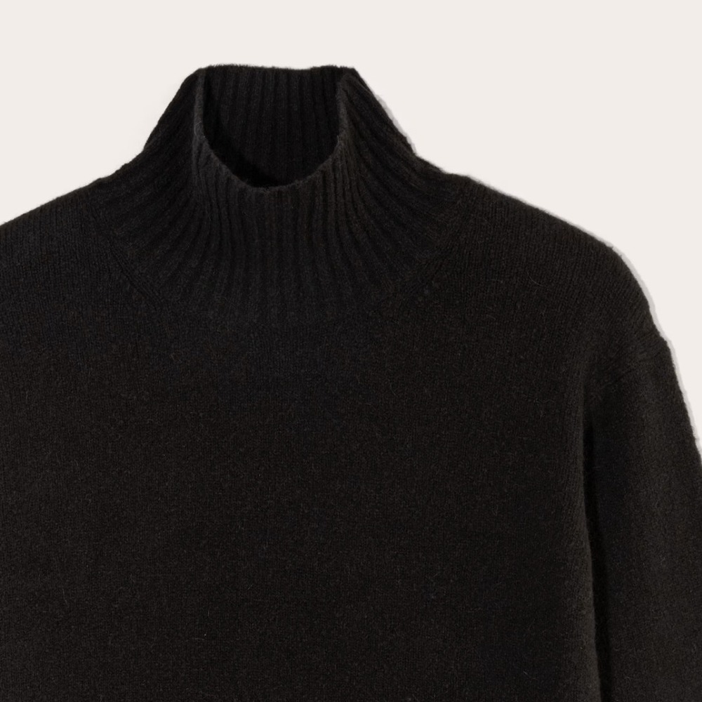 Everlane Black Knit Sweater Dress Long Sleeve Turtleneck Casual Womens Size M - Picture 11 of 13